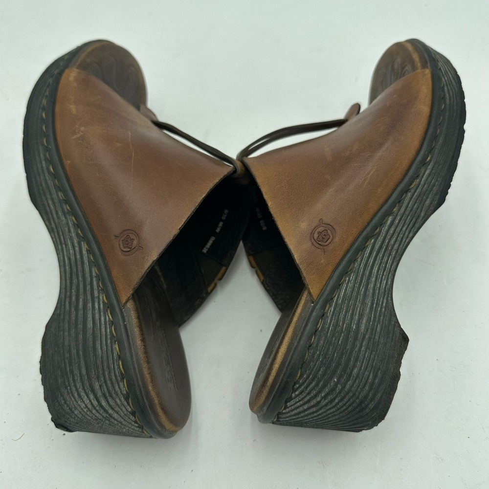 Born Womens Y2K Leather Wedge Thong Slide Sandals Size 8 Platform Boho Hippie - Picture 7 of 11